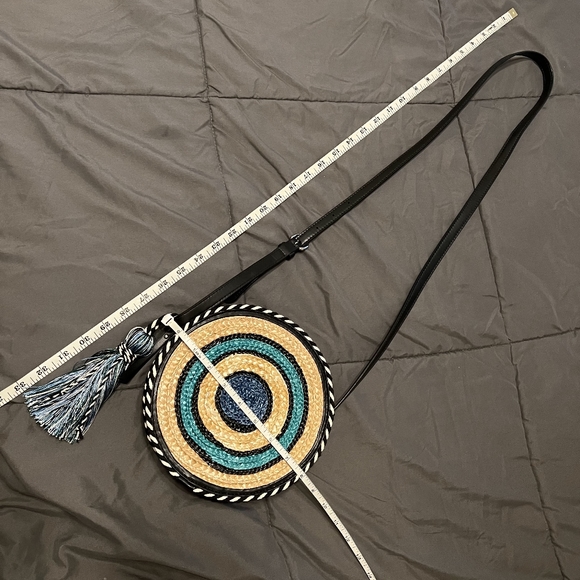 Rebecca Minkoff Straw Circle Cross Body Blue Multi Color Bag - Picture 14 of 16